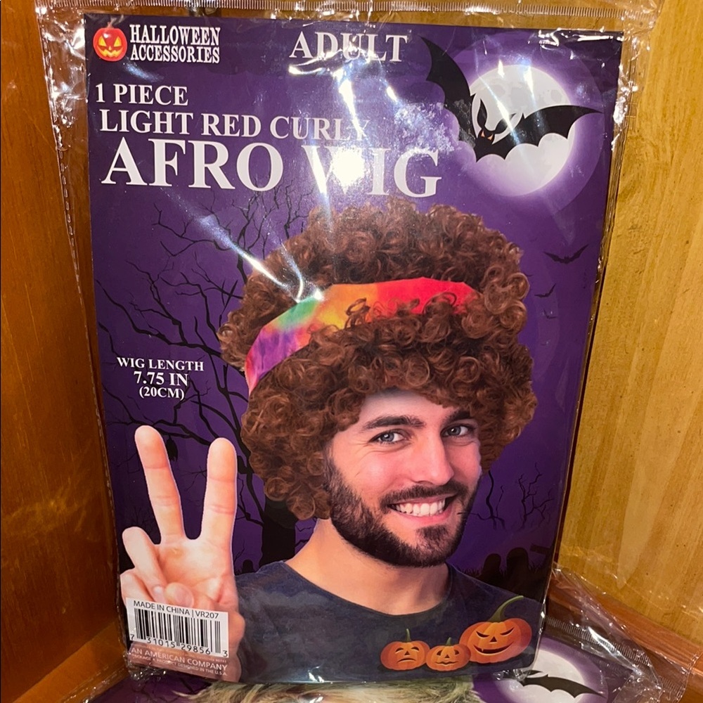 Light Red Curly Afro Wig - Adult Costume